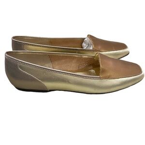 Westies tri color metallic bronze/gold/copper leather slip-on loafers size 9